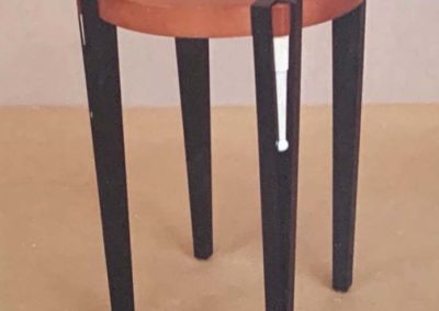 Cherry with Black Lacquer Legs and Maple Telescopes with Silver Leaf Balls Telescopic Roung Side Table