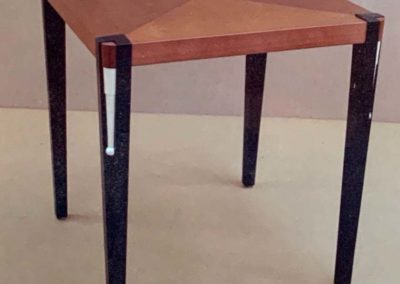 Cherry with Black Lacquer Legs and Maple Telescopes with Silver Leaf Balls Telescopic Square Side Table