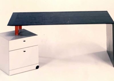 Aviator Black Ash with Lacquered Legs Executive Desk with Cabinet